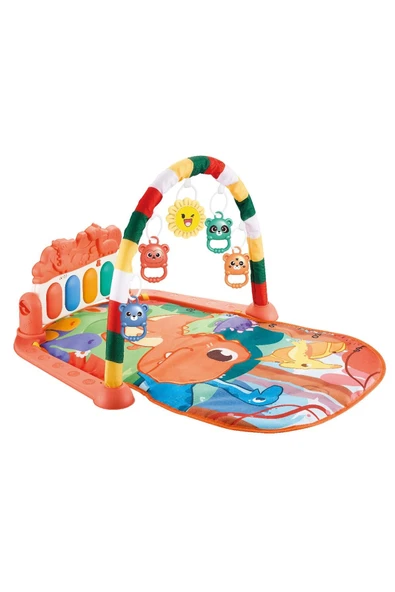 BabyLondy BabyLondy Dinozorlu Güneşli Piyanolu Bebek Oyun Halısı Eğitici Oyuncak Pembe