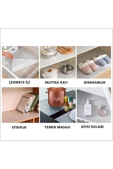 Madame Gamze Sermat Şeffaf Eva Kaydırmaz Raf Dolap Ve Çekmece Örtüsü 45cmx10metre - 3