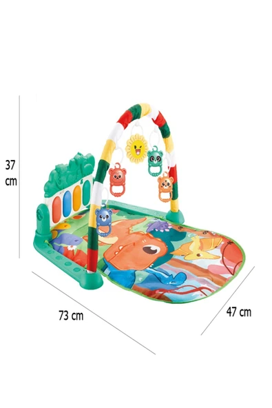 BabyLondy  BabyLondy Dinozorlu Güneşli Piyanolu Bebek Oyun Halısı Eğitici Oyuncak Mavi - 2