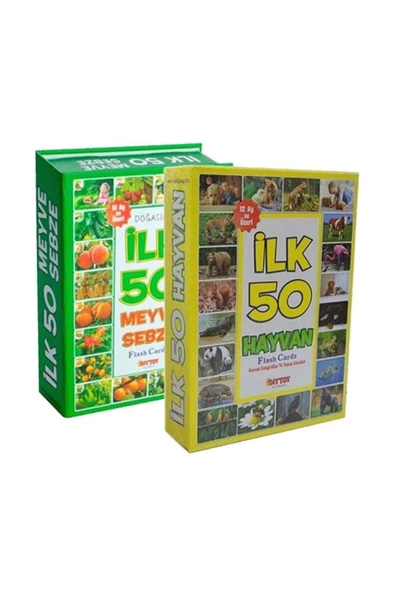 DIYTOY  DIYTOY Flash Cards Ilk 50 Hayvan + Ilk 50 Meyve Sebze