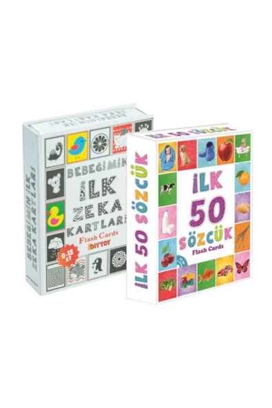 DIYTOY  DIYTOY Bebeğimin Ilk Zeka Kartları Ve Diy-toy Flash Cards Ilk 50 Sözcük 2' Li Set