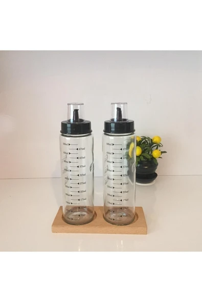 Paçi  Paçi Damlatmaz Akıllı Ahşap Standlı 3 Parça Cam Yağlık Seti 500 ml