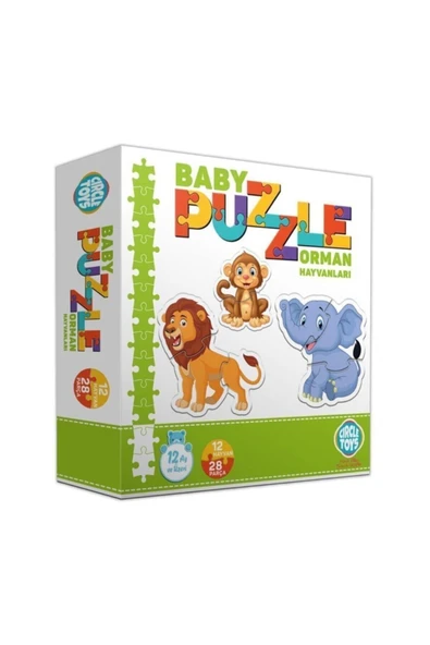 Circle Toys  Circle Toys 28 Parça Circle Toys Baby Puzzle Seti 12 Adet Orman Hayvanları - Resim 3