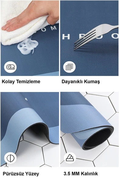 BabyLondy  BabyLondy Sihirli Su Emici Banyo Paspası Kaymaz Tabanlı Abdest Paspası 3,5 Mm 40x60 - 5