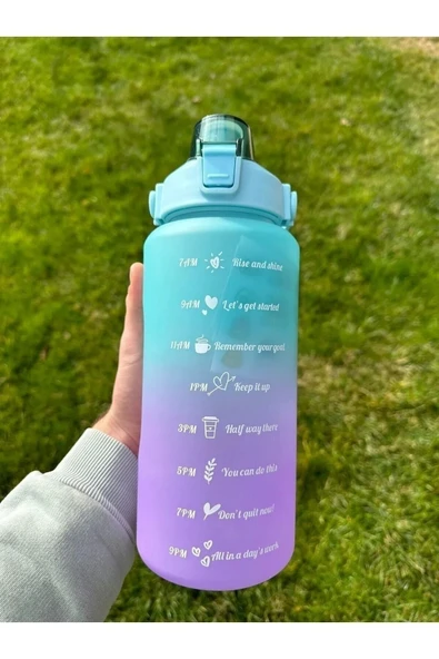 BabyLondy  BabyLondy Motivasyon Su Matarası 2 Litre Sticker Ve Figür Hediyeli! Tritan Spor Matarası Soft Color - 2