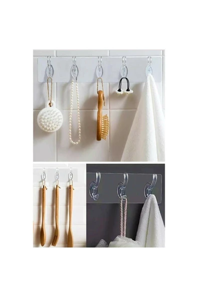 BabyLondy  BabyLondy Yapışkanlı 5'li Şeffaf Askı Pratik - 2