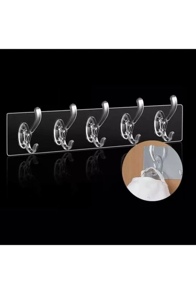 BabyLondy  BabyLondy Yapışkanlı 5'li Şeffaf Askı Pratik - 3