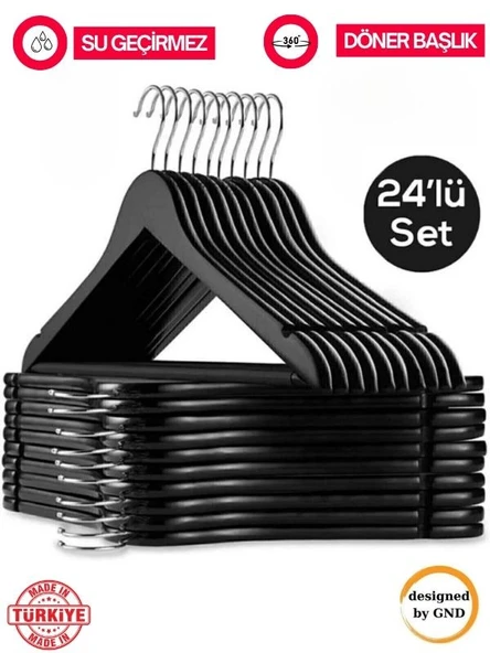 BabyLondy  BabyLondy 24 Adet Ahşap Görünümlü Plastik A Kalite Siyah Elbise Askı