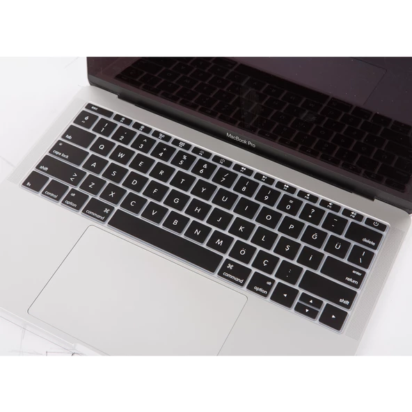 MacBook Pro Klavye Koruyucu 13inç A1708 ve 12 A1534 US İngilizce-Türkçe Q Baskılı İnce Silikon - 4