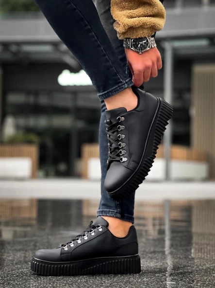 BA0505 Çengel Bağcıklı Siyah Tabanlı Günlük Ayakkabı - Resim 6