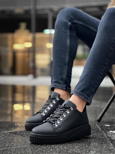 BA0505 Çengel Bağcıklı Siyah Tabanlı Günlük Ayakkabı - Resim 4