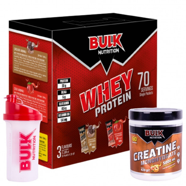 Whey Protein Tozu 70 Şase 2100 gr 3 Mix - Kreatin (Creatine) 60 Servis Bulk Nutrition Kalite Farkıyla