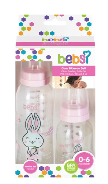 Bebsi Cam Biberon Seti (Mavi - Pembe) (250ML+125ML) (Karma 2 Li Set) - 4