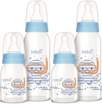 Bebsi Cam Biberon Seti Mavi (250ML+125ML) (2 Li Set)