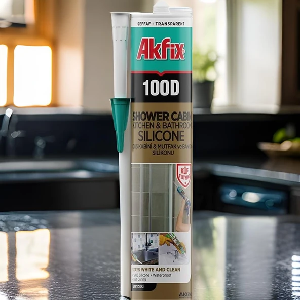 Akfix 100D Duşakabin Silikonu Şeffaf 280ml - Resim 3