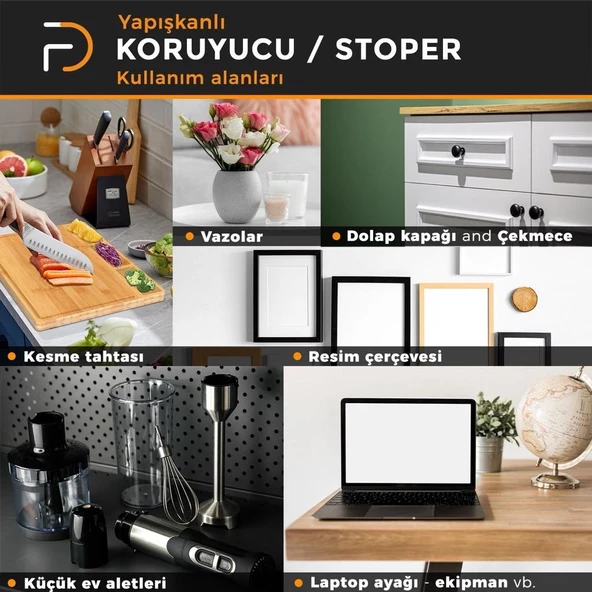 Furndiy Kendinden Yapışkanlı Kare Kaydırmaz 30 mm x 30 mm Siyah 21 Parça - 4