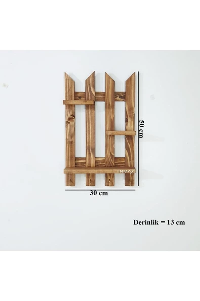 Ahşap Duvar Rafı Çit Anahtarlık - 3