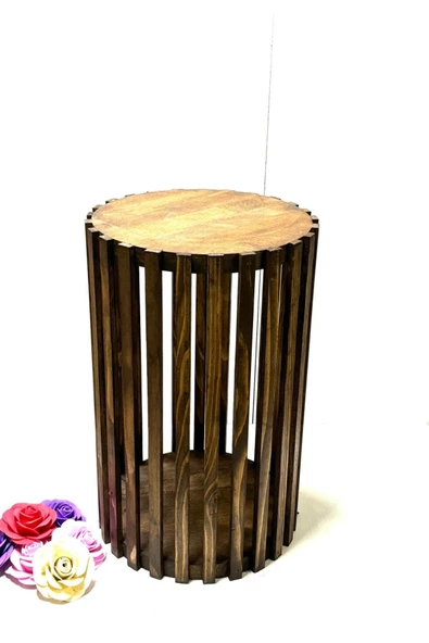 Ahşap dekor orta sehpa sunumluk dekoratif yan sehpa 50 cm - 3