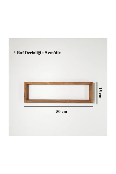 Ahşap Dikdörtgen Dekoratif Duvar Rafı - 2