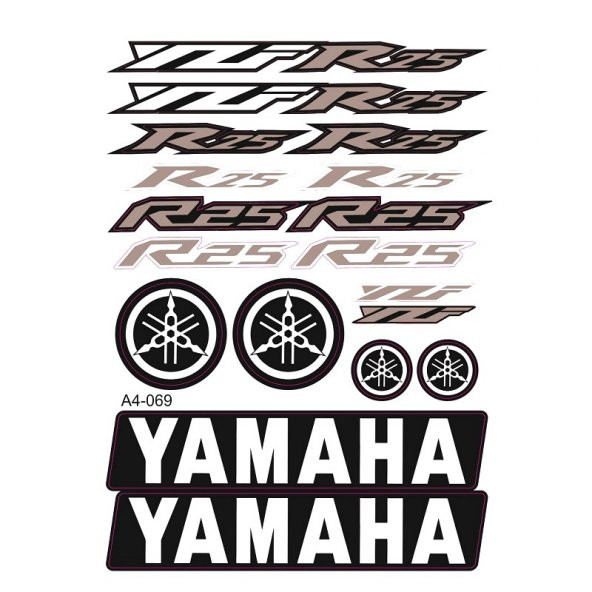 Yamaha YZF R25 Sticker Yazı Seti Beyaz