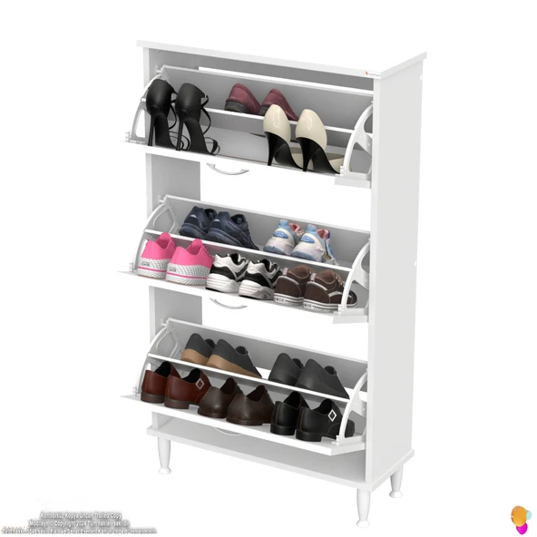 Modilayn VARBİ Kapı Önü 72 x 127 x 25,5 cm’ lik 3 Düşer Kapak 6 Göz Raf Bölmeli Ayakkabılık - 6