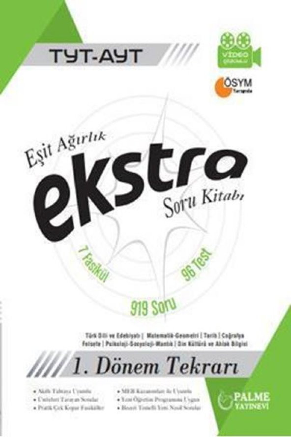 Palme Tyt Ayt Eşit Ağırlık Ekstra Soru Kitabı 1.dönem Tekrarı