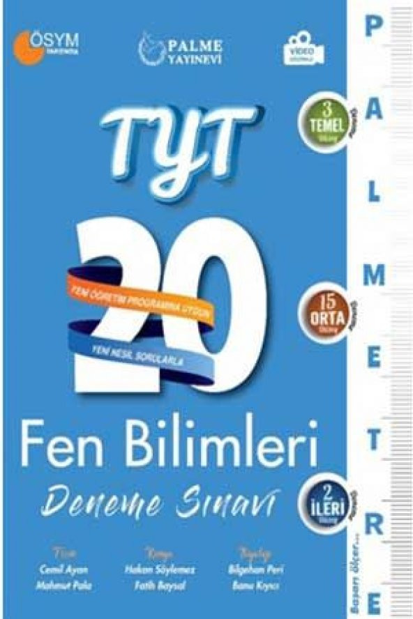 YKS TYT Palmetre Fen Bilimleri 20 Deneme Sınavı Palme Yayınevi