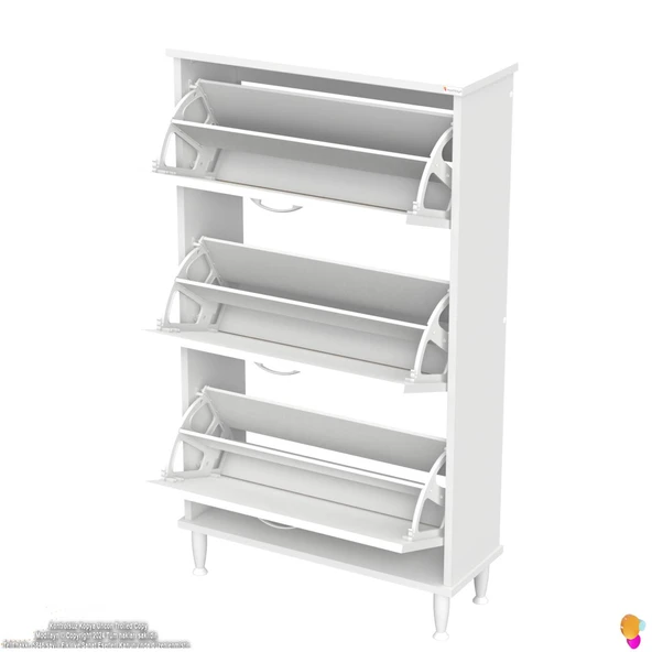 Modilayn VARBİ Kapı Önü 72x127 x26 cm’ lik 3 Düşer Kapak 6 Göz Raf Bölmeli Ayakkabılık - Resim 10