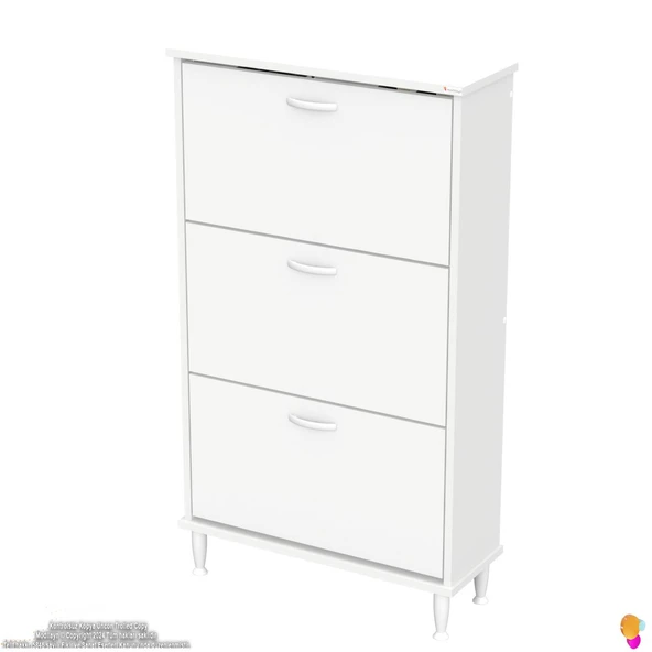 Modilayn VARBİ Kapı Önü 72x127 x26 cm’ lik 3 Düşer Kapak 6 Göz Raf Bölmeli Ayakkabılık - Resim 9