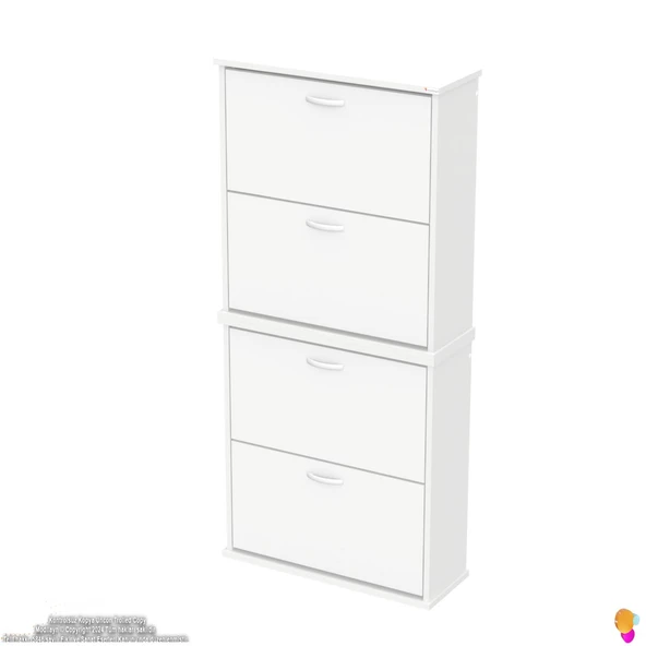 Modilayn UMAY' 2 Li Asma Antre Hol 72 x 148 x 25,5 cm’ lik 4 Düşer Kapak 8 Bölmeli Ayakkabılık - 6
