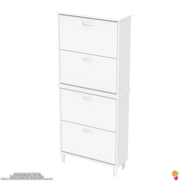 Modilayn UMAY' 2 Li Kapı Önü 72 x 168 x 25,5 cm’ lik 4 Düşer Kapak 8 Göz Bölmeli Ayakkabılık - 6
