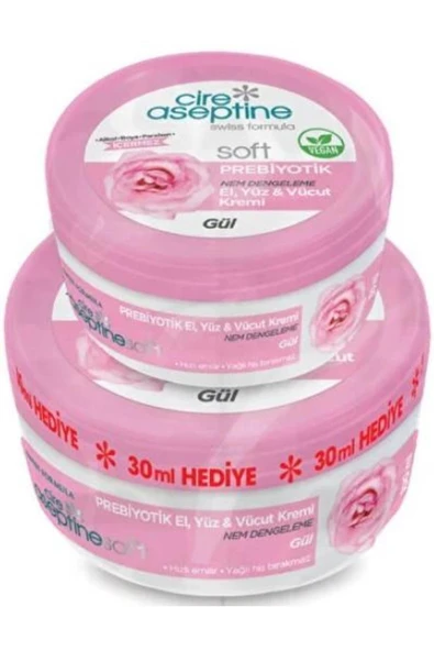 Cire Aseptine Soft Prebiyotik Gül Özlü Nemlendirici Krem 100 ml + 30 ml