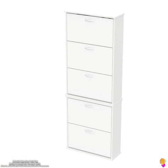 Modilayn VARBİ UMAY' 2 Li Asma Kapı Önü 72x193x25, 5 cm’ lik 5 Düşer Kapak 10 Göz Bölme Ayakkabılık - 8
