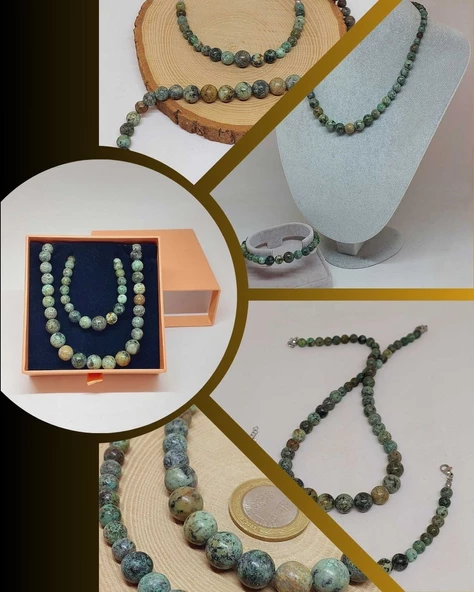 Galaksi Serisi Afrika Turkuaz Taşı Kolye & Bileklik Seti ürün görseli