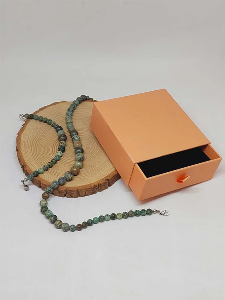 Galaksi Serisi Afrika Turkuaz Taşı Kolye & Bileklik Seti - Resim 3