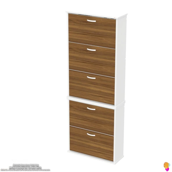 Modilayn VARBİ UMAY' 2 Li Asma Antre 72 x 193 x 26 cm’ lik 5 Düşer Kapak 10 Göz Bölme Ayakkabılık - Resim 8