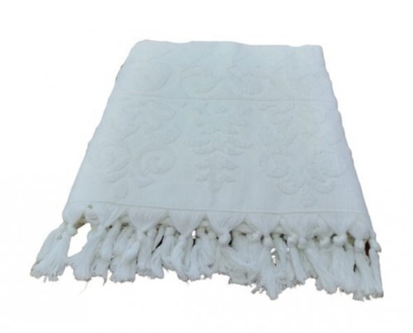 BERSAY SAÇAKLI BANYO HAVLUSU 100X150 BEYAZ - 3