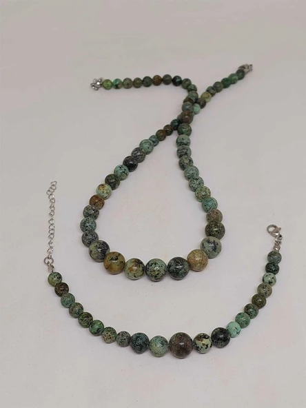 Galaksi Serisi Afrika Turkuaz Taşı Kolye & Bileklik Seti - Resim 7