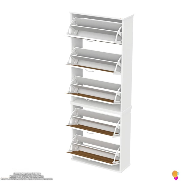 Modilayn VARBİ UMAY' 2 Li Asma Antre 72 x 193 x 26 cm’ lik 5 Düşer Kapak 10 Göz Bölme Ayakkabılık - Resim 9