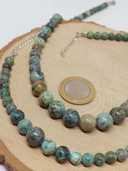 Galaksi Serisi Afrika Turkuaz Taşı Kolye & Bileklik Seti - Resim 4