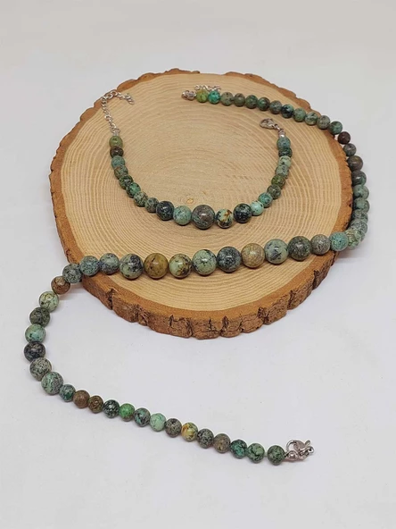 Galaksi Serisi Afrika Turkuaz Taşı Kolye & Bileklik Seti - Resim 5