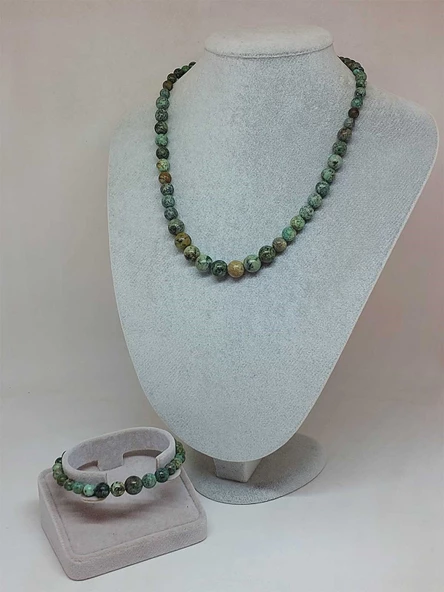 Galaksi Serisi Afrika Turkuaz Taşı Kolye & Bileklik Seti - Resim 2
