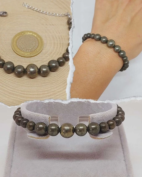 Galaksi Serisi Pirit Taşı Tasarım Bileklik ürün görseli