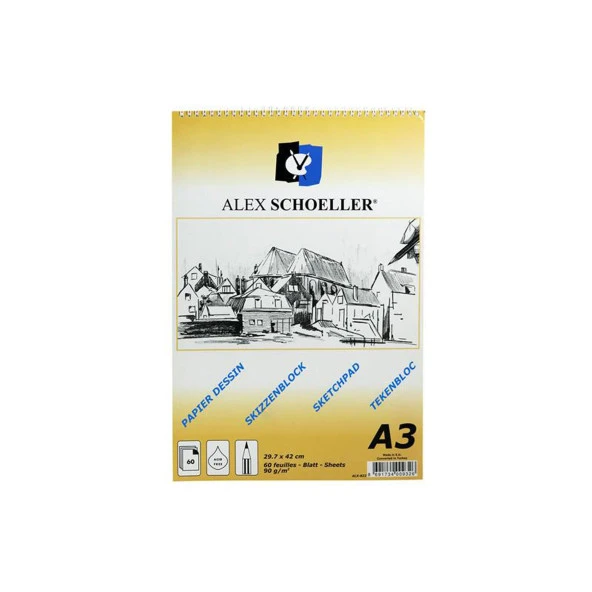 Alex A3 Eskiz Blok Spiralli 60Yp 822 (1 Adet)