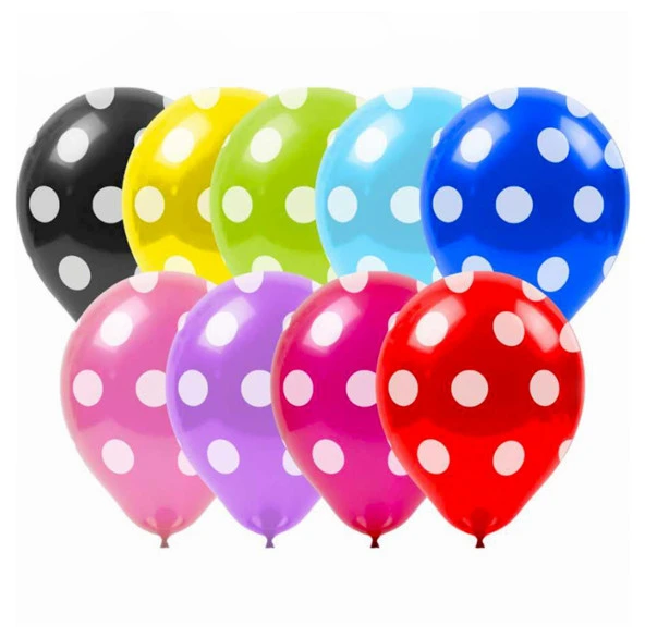 As Puantiyeli Balon Karışık Renk 100lü (1 paket)