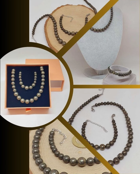 Galaksi Serisi Pirit Taşı Kolye & Bileklik Seti ürün görseli