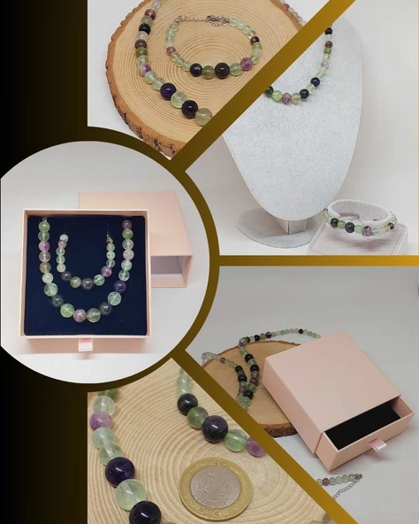 Galaksi Serisi Florit Taşı Kolye & Bileklik Seti