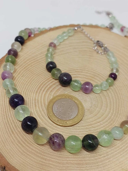 Galaksi Serisi Florit Taşı Kolye & Bileklik Seti - Resim 4