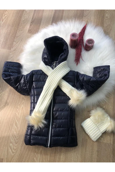 Kız Çocuk Su Ve Rüzgar Geçirmez Bere Atkılı Mont 6/10 Yaş