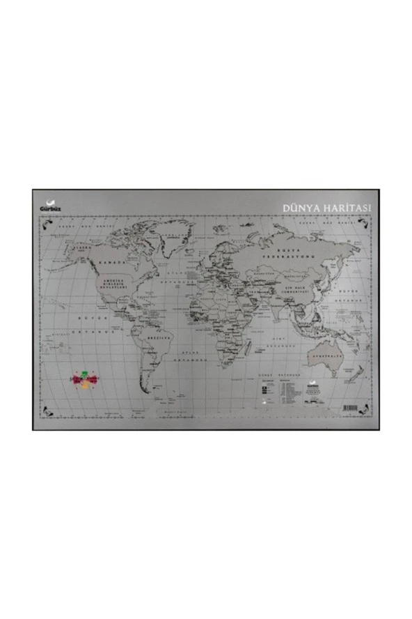 Gürbüz Yayınları Kazınabilir Dünya Haritası 35x50 CM
